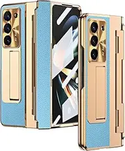 Compatible with Samsung Galaxy Z Fold 6 Case with Screen Protector Rugged Protective Case with Kickstand, Wireless Charging 360 Degree Protection for Galaxy Z Fold6 5G (Gold+Blue)