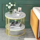 Large Round Marble Side Table Sofa End Coffee Drink Table for Patio Sunroom Dec.