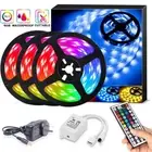 5050 RGB LED Strip Lights IP65 Waterproof 12V 44Keys IR Controller 1-30m