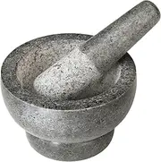 Cole & Mason 5.5-inch Granite Mortar & Pestle - Unpolished Stone Mortar & Pestle for Kitchen - Large Grinding Bowl for Herbs and Spices - Grey, 4 pounds