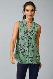 Capture Sleeveless Chiffon Top - Size 8 - Womens - Green Print