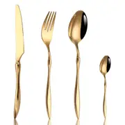 1Set Golden Hotel Dinnerware Set Mirror 304 Stainless Steel Tableware Set Knife Fork Coffee Spoon Steak Flatware Set Cutlery Set