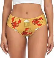 [SAAKE] Beer and crawfish pattern Print Women's Briefs XS S M L XL XXL 3XL 4XL Plus Size Briefs Bikini Ladies Underpants