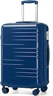 [British Traveller] Suitcase Durable PC Hard Shell Luggage Suitcase Lightweight Check in Hold Luggage with 4 Spinner Wheels TSA Lock YKK Zipper, Navy, Medium 24", Suitcase