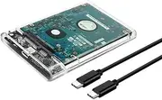 xioaue 2.5 Inch HDD SSD Case SATA to USB 3.1 Type C 4TB Transparent External Hard Drive Housing Compatible UASP SATA III Laptop