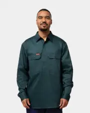 Hard Yakka Long Sleeve Closed Front Cotton Drill Work Shirt