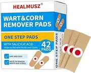 HEALMUSZ Wart Remover Pads, 40% Salicylic Acid Maximum Strength One Step Bandages for Hands Neck Feet Fingers Fast Effective for Plantar Wart, Hand Wart, Corns, Callus Removal