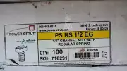 Power-Strut PS RS 1/4 EG 1/2” Channel Nut W/ Regular Spring. Box Of 100.