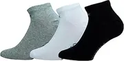 [Converse] 3 Pairs of Low Cut Socks - Ankle Length - Smooth Toe Seam - Cotton - Unisex (Multicoloured (Grey, White, Black), 35-38