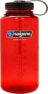 Nalgene Sustain Tritan BPA-Free Water Bottle Made with Material Derived from 50% Plastic Waste, 32 OZ, Wide Mouth, Red