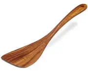 Wooden Spatula Nonstick Turner Acacia Wood, Long Handle Flat Frying Spatulas