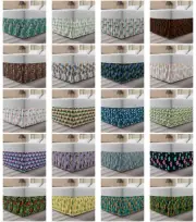 Ambesonne Tropical Jungle Bedskirt Elastic Wrap Around Skirt Gathered Design