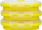 3Piece Collapsible Food Storage Containers with Lids, Silicone Lunch Container,