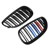 Gloss Black Front Hood Kidney Double Line Grill for E60 E61 04-09