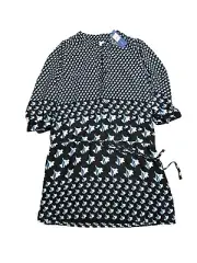 Rebecca Minkoff Laure Blouson Shift Dress Drawstring Waist Sz L Floral Blue $298