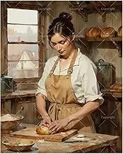 TAOPAOLAB Bakery Paint by Numbers Kit for Adults - DIY Woman Kneading Dough Painting on Canvas 16x20 Inches, Acrylic Paint Set, Suitable for Beginners, Art for Home Decoration or Gifts
