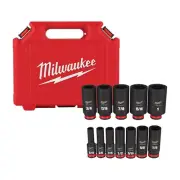 Milwaukee 49-66-7006 12 Pc Impact Duty 3/8 Drive SAE Deep 6 Point Socket Set