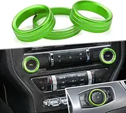 for Ford Mustang Headlight Switches Volume Tune Button Knob Cover Center Console Trim Interior Accessories Compatible with Ford Mustang 2015-2021 (Green 3 PCS)