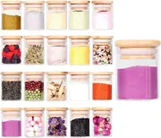 Spice Jar Set,2.5Oz 20 Piece Glass Jar with Bamboo Airtight Lids and Labels, Min