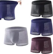 [Generic] 4 Pieces Bamboo Fibre Boxer Shorts - for All-Day Comfort, Bamboo Fiber Boxer Briefs, Mens Underwear