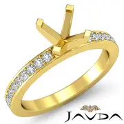 Round Pave Setting Semi Mount Diamond Women Wedding Ring 18k Yellow Gold 0.5Ctw