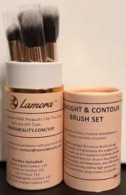 Lamora 5 Piece Highlight & Contour Makeup Brush Set New in Box Free Shipping