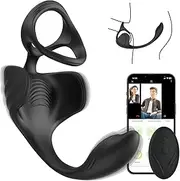 Vibrating Cock Ring Testicle Male Sex Toys - 3 in 1 Taint Stimulator with Mini Bullet Anal Vibrators Testicular Vibrator, APP Remote Control 9 Mode Penis Ring Vibration, Anal Sex Toys for Men