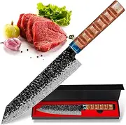 8Inch Kiritsuke Knife, Chef Knife Damascus Steel Kitchen Chef's Knife Razor Sharp Meat Cleaver with Ergonomic Wooden Handle Cooking Knife,Gift Box