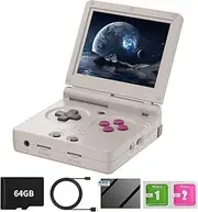 Ampown RG35XXSP Retro Clamshell Games Console with 5000+ Built-in Games, 64GB TF Card, 3.5" IPS Screen, Linux System, Gray