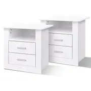 ALFORDSON Set of 2 Bedside Table - Aurel Clean-lined Nightstand (White)
