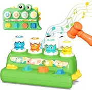 Pop up Animal Toys with Music & Light，Dinosaur Musical Toys for Toddler Aged 1-3，Montessori Cause and Effect Interactive Toys for Boys Girls ，Early Learning Baby Toys 6-18 Months Birthday Xmas Gift