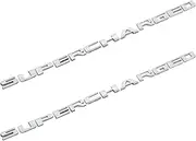 Pair Set Metal Supercharged Emblems Replacement for Universal Car Truck Pickup Side Sticker Letters Badges Decals Nameplate (Silver)
