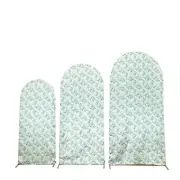 3 Eucalyptus Floral Satin Round Top Arch Backdrop Stand Covers Set Party Events