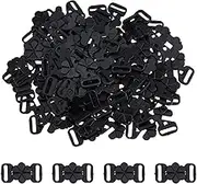 SUPERFINDINGS 60 Pairs 120Pcs Bra Clips In Front Black Plastic Bra Clasp Fasteners Flower Shaped Swimwear Clicker Bikini Hooks for Swimsuit and Lingerie DIY Sewing Underwear Accessories, Black,