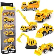 YIMORE Alloy Engineering Truck Mini Pocket Size Construction Models Play Vehicles Toy for Kids Party Favors Cake Decorations Topper Birthday Gift, 6Pcs Set