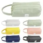 Kids' Double Layer Zip Pencil Case Big Capacity Students Canvas Stationery Bags