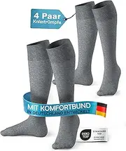 [MEDOLY] Knee Socks for Men and Women (4 Pairs) with Cotton, Knee Socks without Cutting Waistband and Without Seam
