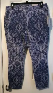 NYDJ for Chico's Flawless Contour Paisley/Scroll Skinny Ankle Jean 14 MISSY NWT
