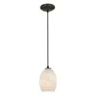 Brandy FireBird 1-Light Oil Rubbed Bronze Shaded Pendant Light with Glass Shade