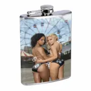 Brooklyn NY Pin Up Girls D6 Flask 8oz Stainless Steel Hip Drinking Whiskey