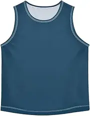 [RPLIFE] Prussian Blue Boys' Tank Tops, Sleeveless Athletic Breathable Tank Undershirts for Running Football Basketball, 3-15 Y