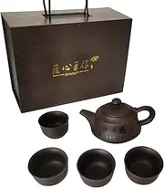 Aeseark Chinese Tea Set - Handmade Ceramic Chinese Kung Fu Tea Set,Teapot Teacup,Tea Ceremony,Gift Bonus (Clay)