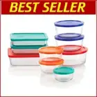 Color-Coded 9-Piece Glass Food Storage Set – Kitchen Must-Have for Meal Prep