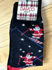 DAVCO Men's Skiing Santa Christmas Socks Size 6-12 Shoe