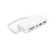 Belkin USB-C 6-In-1 USB-A/MicroSD/Ethernet Multiport Hub Adapter w/Mount White