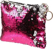 VICASKY Woman Fashion Purse Sequined Cosmetic Bag Zipper Coin Storage Handbag for Daily Use Material Present for Mother and Friends Rosy Silver