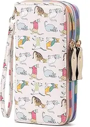[Nawoshow] Women's Wallet Cute Cat Wallet Bifold Long Purse with