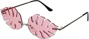 [Minkissy] 1pc Leaf Shape Rimless Sunglasses Party Photo Props Funny Photo Booth Glasses Fashion
