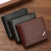 Men Short Wallet Business Casual Soft Leather Wallet Classic Retro Horizontal Wallet Large Capacity Fashion Purse With C