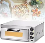 Commercial Pizza Oven, 16" Countertop Electric Pizza Oven Indoor, Stainless Steel Pizza Maker with Pizza Stone and Timer, for Hotel Restaurant Home Baked(Single Layer)